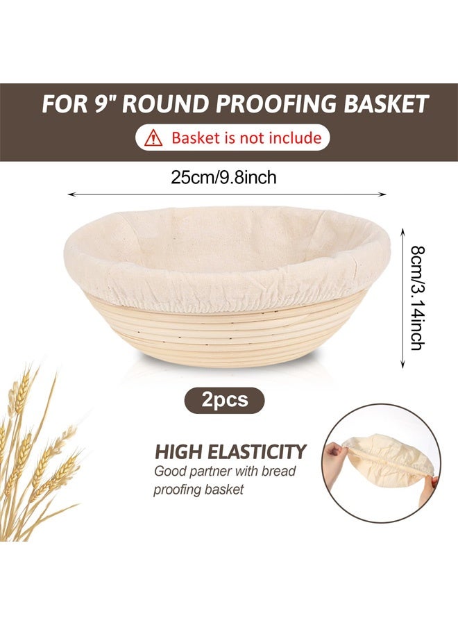 2 Pcs Round Bread Proofing Basket Cloth Liner, Banneton Basket Liner Baking Dough Basket Cover Natural Rattan Banneton Proofing Cloth Bread Baking Supplies for Bakery Home Baking - Image 2